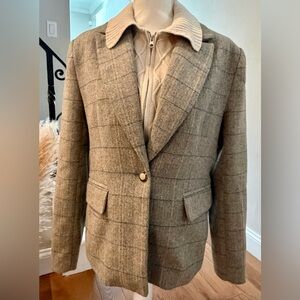 Evereve Tan Plaid Twofer Blazer Jacket